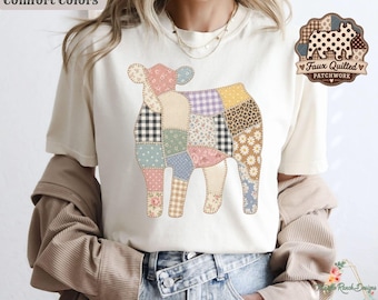 Faux Patchwork Heifer Shirt, Comfort Colors Cattle Tee, Faux Quilt Show Heifer T-Shirt, Western Stock Show Cow Shirt, Livestock Show Gift