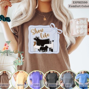 Show Mom Shirt, Coquette Farm Tee, Livestock Stockshow Graphic Shirt, Ag Mom Gift, Gingham Cattle Pig Goat Lamb Shirt, Comfort Colors Tshirt