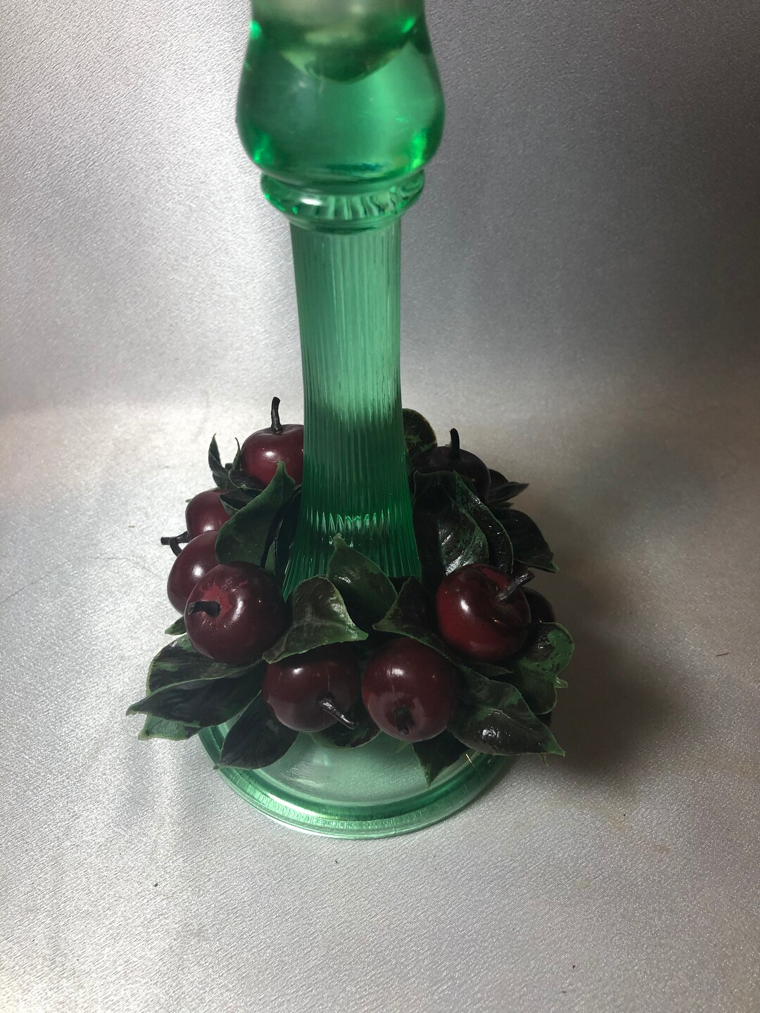 Vintage Holiday Candle Wreath Rings Set of Two Dark Cherries Twotone