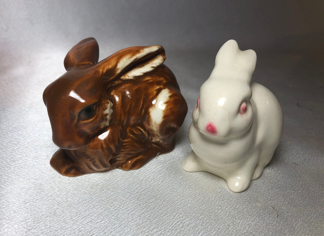 Goebel Figurines Rabbits Brown One White One Etsy