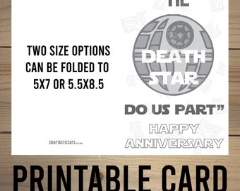 Karta z okazji rocznicy Gwiezdnych Wojen - „Dopóki Gwiazda Śmierci nas nie rozłączy - Szczęśliwej rocznicy”