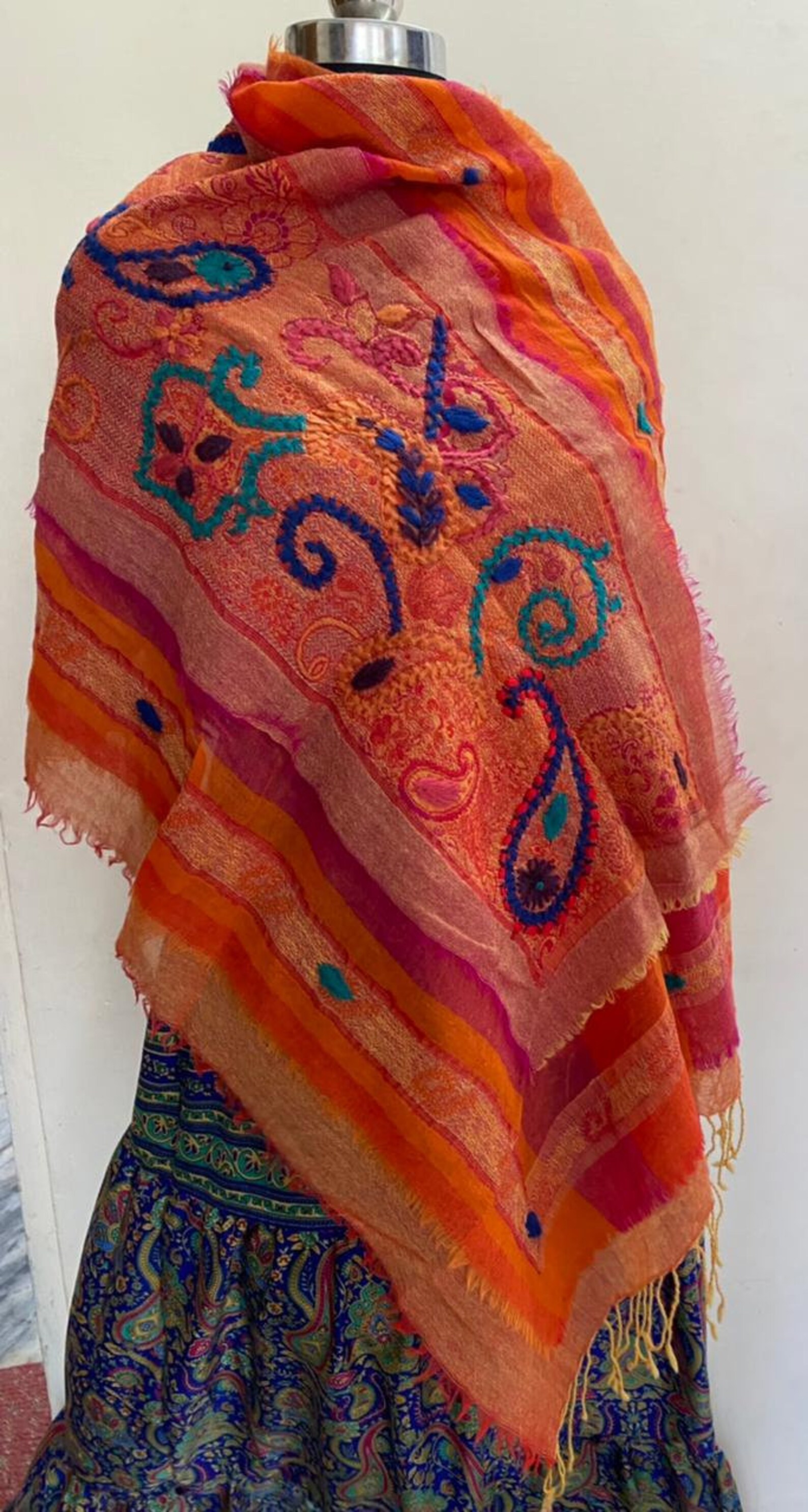 Handmade Boiled Wool Stall/shawl/scarf Tripple Layer Hand Etsy UK