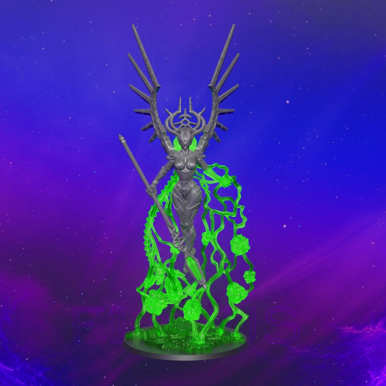 VOID DRAGON GIRL 3 lances avec cristaux. Modèle 3D imprimé Green transparent