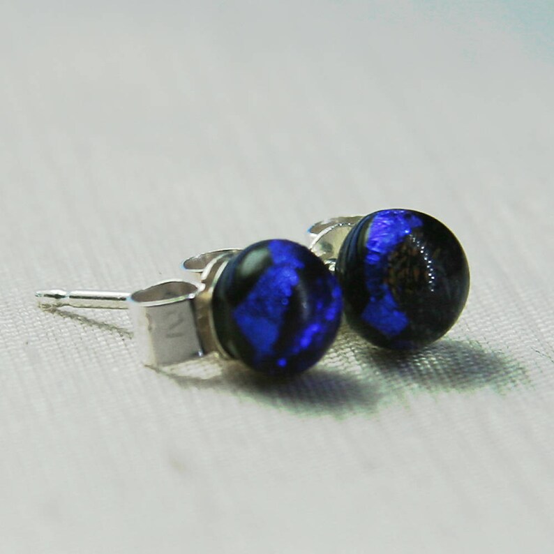 Small Drops of Shimmering Blue Ear Studs