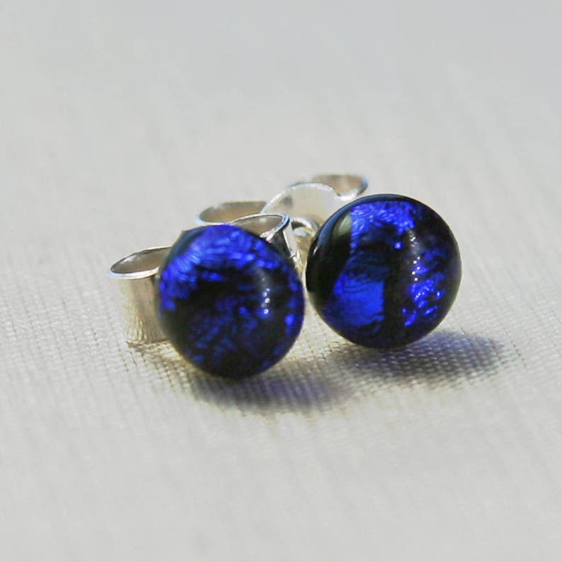Small Drops of Shimmering Blue Ear Studs