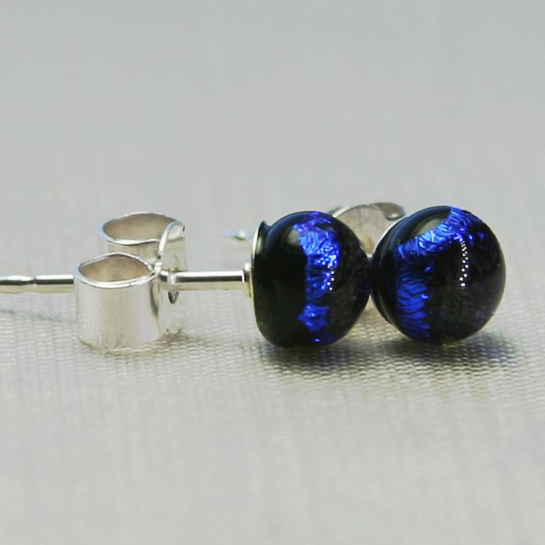 Small Drops of Shimmering Blue Ear Studs