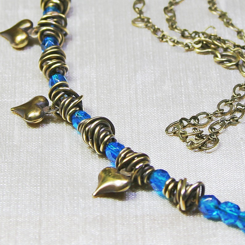 Tangled Heart Blues Boho Chain Bead Multi-Length Necklace