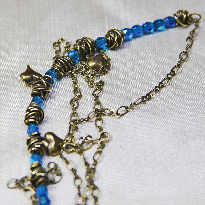Tangled Heart Blues Boho Chain Bead Multi-Length Necklace