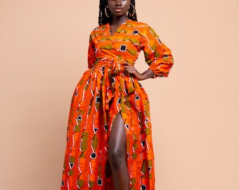 Robe longue Annette Ankara, occasion spéciale, robe froncée, robe imprimée africaine, robe ankara, robe longue, maxi, robe, vêtements africains