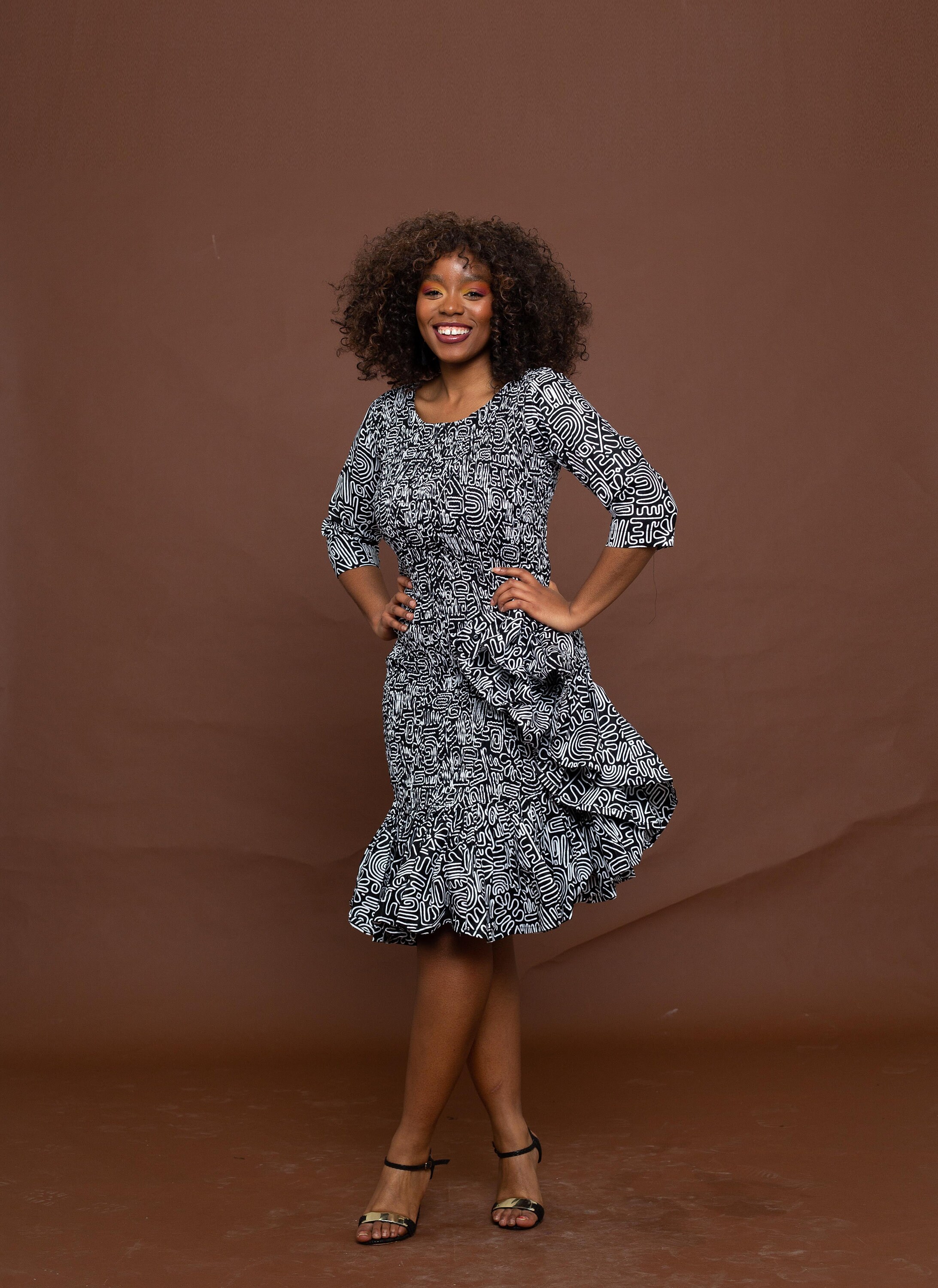 White dalmatian top print dress