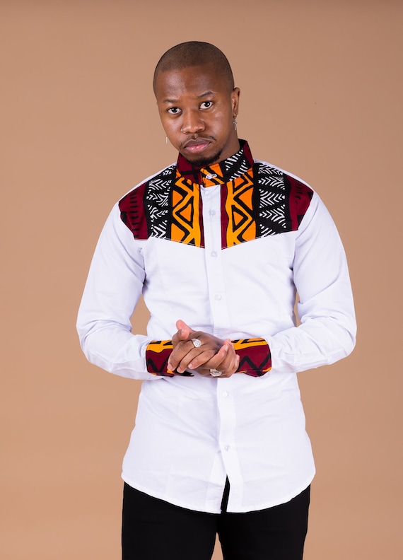 Chinedu Ankara Long Sleeve Mixed Print Men Shirt