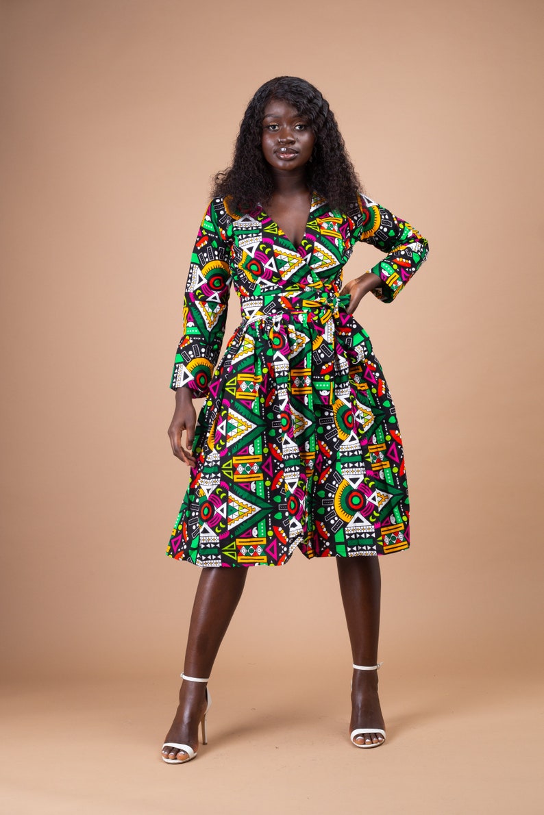 Juliana Ankara midi dress, print dress, gathered dress, african print ankara dress, midi dress, midi, dress, african clothing image 1