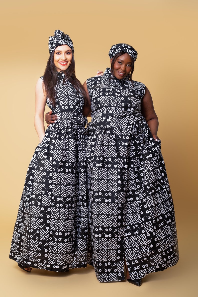 Alkeba Ankara sleeveless maxi dress, button down shirt dress, gathered dress, african print, ankara dress, maxi dress, maxi,african clothing image 5