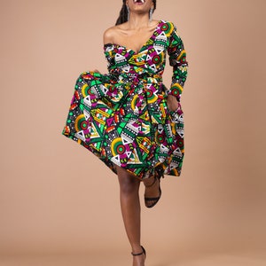 Juliana Ankara midi dress, print dress, gathered dress, african print ankara dress, midi dress, midi, dress, african clothing image 6