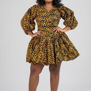 Risa Ankara Minikleid, Printkleid, afrikanisches Printkleid, Ankara-Kleid, Midikleid, Midi, Kleid, afrikanische Kleidung
