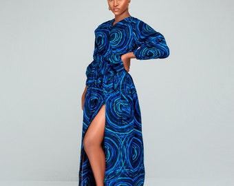 Allie Ankara maxi dress,  surplice neckline, print dress, gathered dress, african print dress, ankara dress, maxi dress