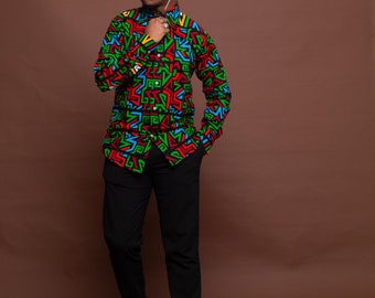 Francis Ankara Long Sleeve Mixed Print Men Shirt