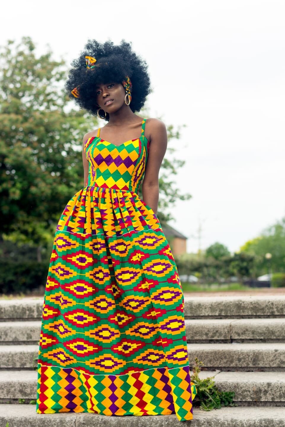 Image of Ankara Maxi Dress, Print Gathered African Ankara Maxi, Clothing