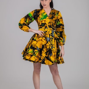 Olaide Ankara Minikleid, Printkleid, afrikanisches Printkleid, Ankara-Kleid, Midikleid, Midi, Kleid, afrikanische Kleidung