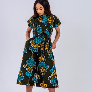 Kenny Culotte  Jumpsuit, Jumpsuit, African print, ankara clothing,