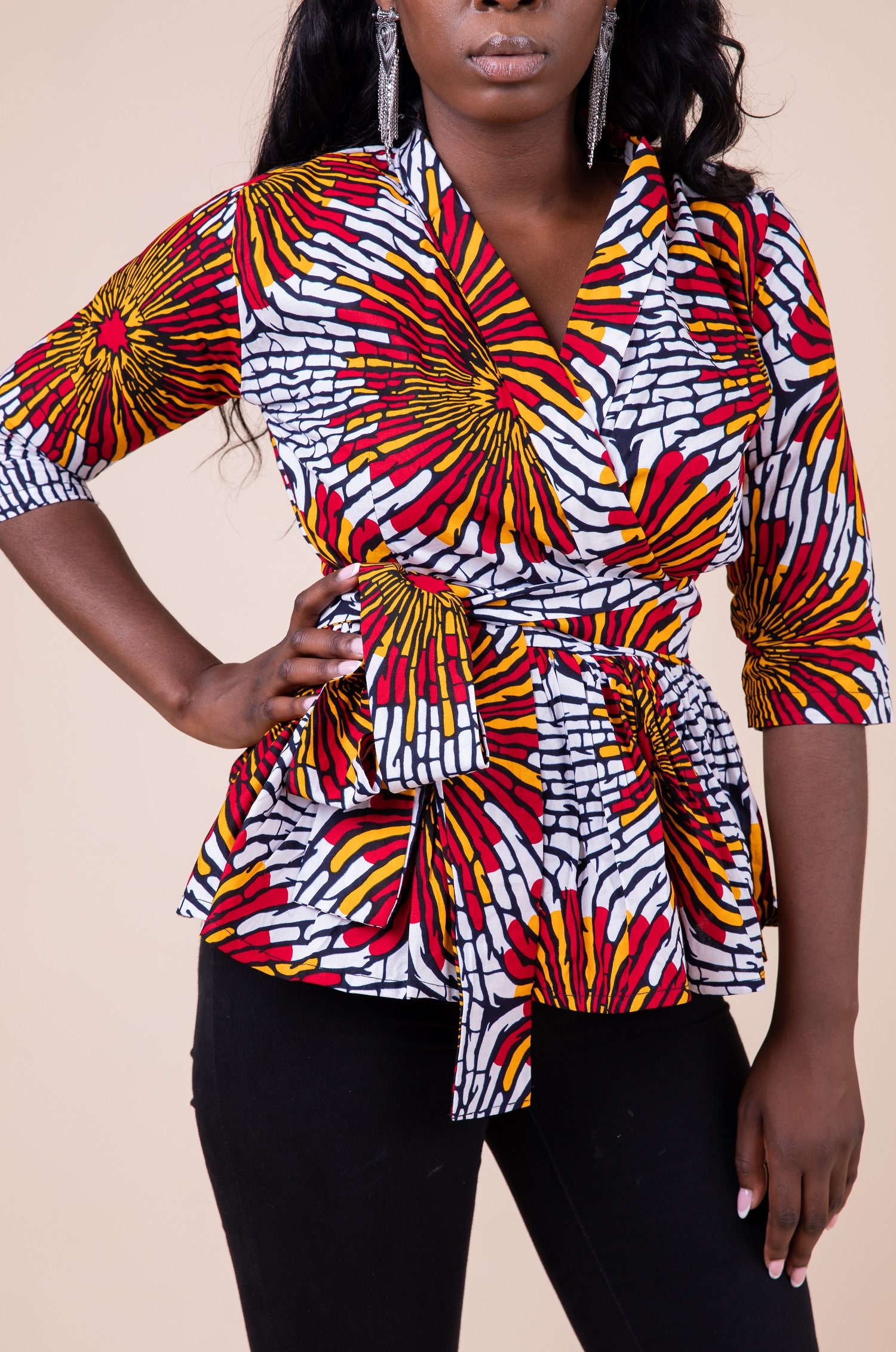 Image of Ankara Wrap Peplum Top, African Print Top