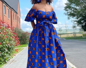 Acacia Ankara maxi dress,  surplice neckline, print dress, gathered dress, african print dress, ankara dress, maxi dress, , african clothing