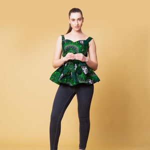 Merlina Ankara peplum top, african print top, peplum top, ankara top, blouse