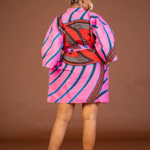 Aniebiet Ankara kimono, kimono, long ankara kimono, africa print kimono, african print long kimono, ankara jacket, midi length kimono jacket image 3