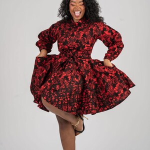 Eno Ankara Minikleid, Printkleid, afrikanisches Printkleid, Ankara-Kleid, Midikleid, Midi, Kleid, afrikanische Kleidung