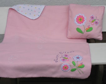 Baby"s  Fleece  Embroidered  Quilt & Pillow