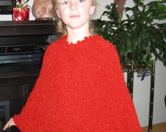Size 7 Red knitted Poncho