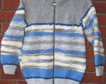 Size 10- Blue/ Gray Zipper Sweater