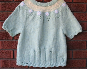 Size 8-10-  Aqua Short Sleeve Pullover