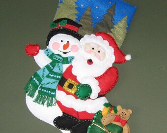 Frosty and Santa Christmas Stocking