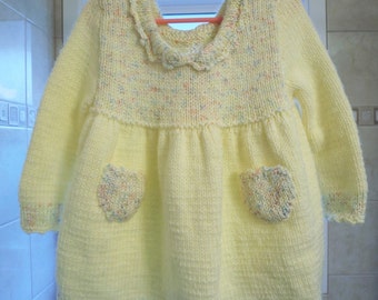Hand Knitted Child's Dress  size 2-4