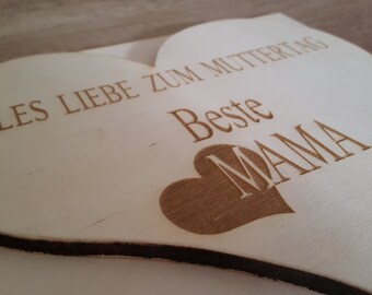 Heart, heart, mother's day, wooden heart, gift for mother's day, Personalised wood Heart