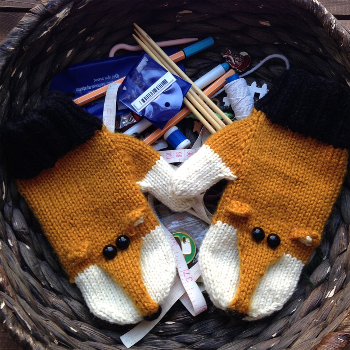Cute Fox Mittens PDF Knitting Pattern Foxy Etsy
