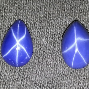 Lab-grown star sapphire - pear, 9x6mm  16-043