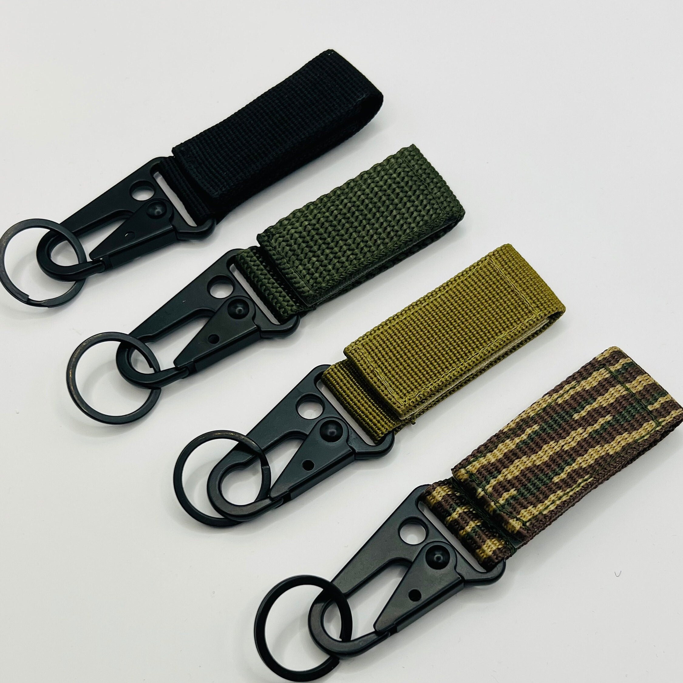 2 PACK] Nylon Velcro, Gear Keeper Pouch, Can Be Used As Key Chain, Key Ring  Holder, Outdoor Activities Hook, Quick-release Carabiner Buckle Standard  Tactical Belt Keychain Compatible with Molle Bags, Perfect Webbing
