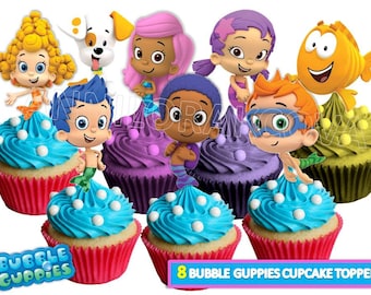 Bubble Guppies Cupcake toppers/ Bubble guppies Printables/ Bubble Guppies Cake Topper/ Party Favors/ Instant Download/ You Print 60% OFF