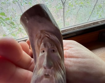 Vintage Unused 90s Elk Antler Pipe With Hand Carved Hippie Face/Spirit Man - 3" High Self-Standing - One-Of-A-Kind