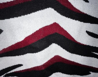 Vintage Trippy/Optical Illusion Sweater - Burgundy, Ivory & Black - Lined And Heavyweight - Eye-Catching Design! -  Size 3 47"x28.5