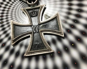 WWI German Iron Cross Original Medal And Ribbon - No Ring Markings