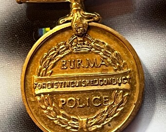Miniature Burma Police Medal 1937-1948 Gilt/Bronze - #60/133 Issued These Are RARE