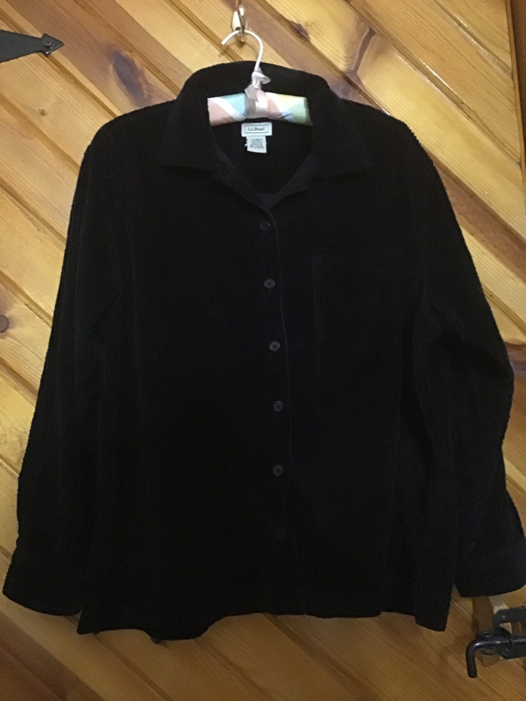 L.L. Bean Big Corduroy Shirt Black Size Large Petite 100 Etsy