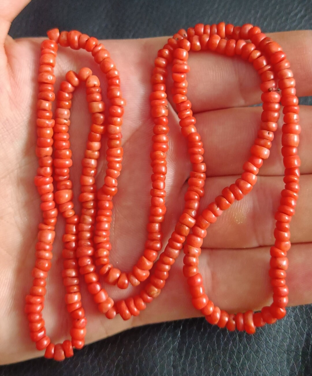 Vintage Coral Necklace of Genuine Mediterranean Red Coral 1960's W 23