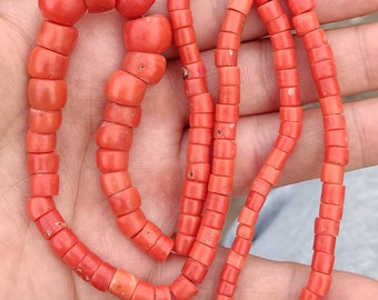 Vintage Coral Necklace of genuine Mediterranean red Coral 1960's W - 52 grams