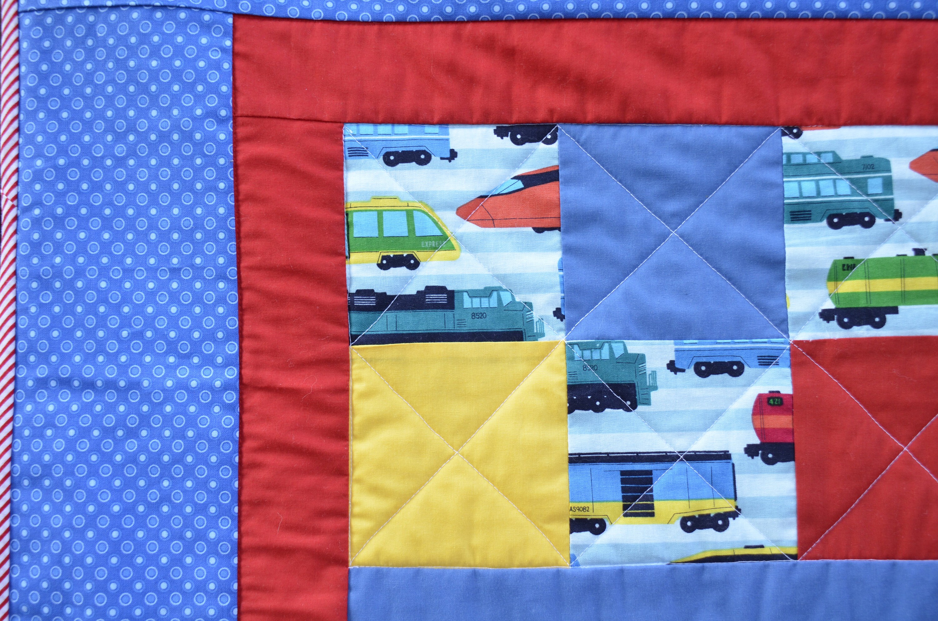 Train Square Patchwork Quilt Train Baby Quilt Train Toddler Etsy