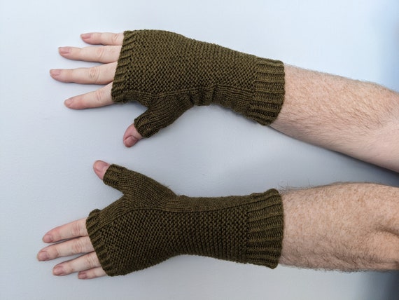 Olive Green Fingerless Gloves Etsy