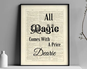 Once Upon A Time, All Magic Comes With A Price Dearie,  Rumpelstiltskin Dictionary Page INSTANT DOWNLOAD Wall Art Print Poster